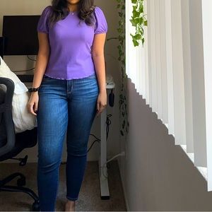 Purple blouse puff sleeved